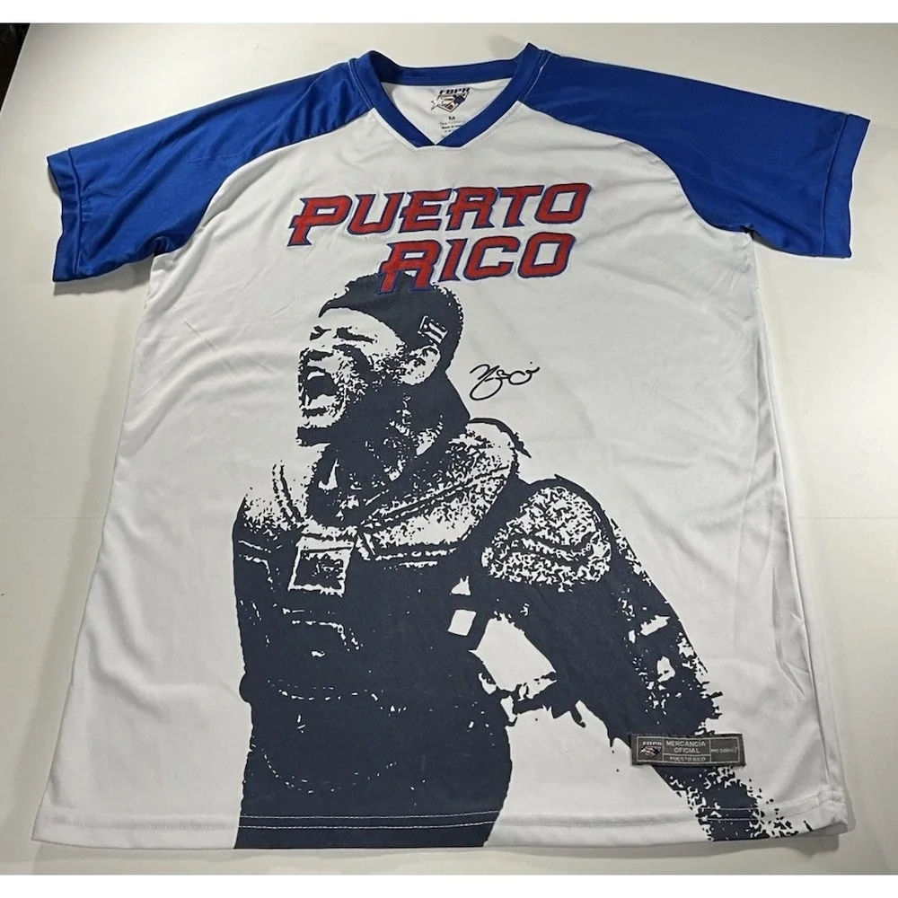Yadier Molina Puerto Rico FBPR Baseball Shirt V-Neck El Marciano #4 Men's Medium